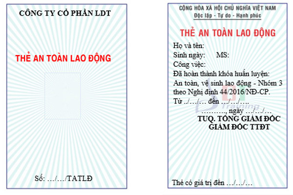 Quy trình cấp thẻ an toàn lao động